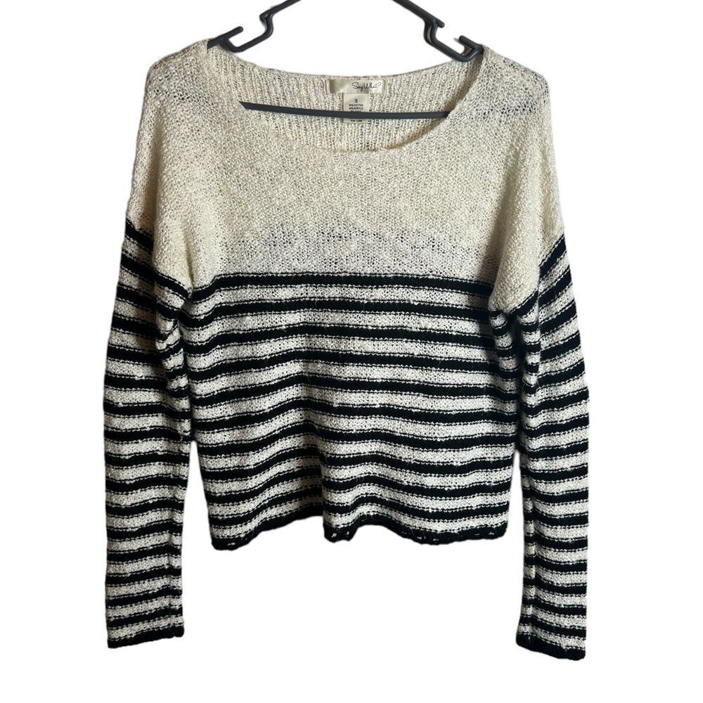 Say What? Black and White Striped Sweater size Small